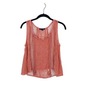 American Eagle Loose Boho Lace Tank Top w/ Tassels